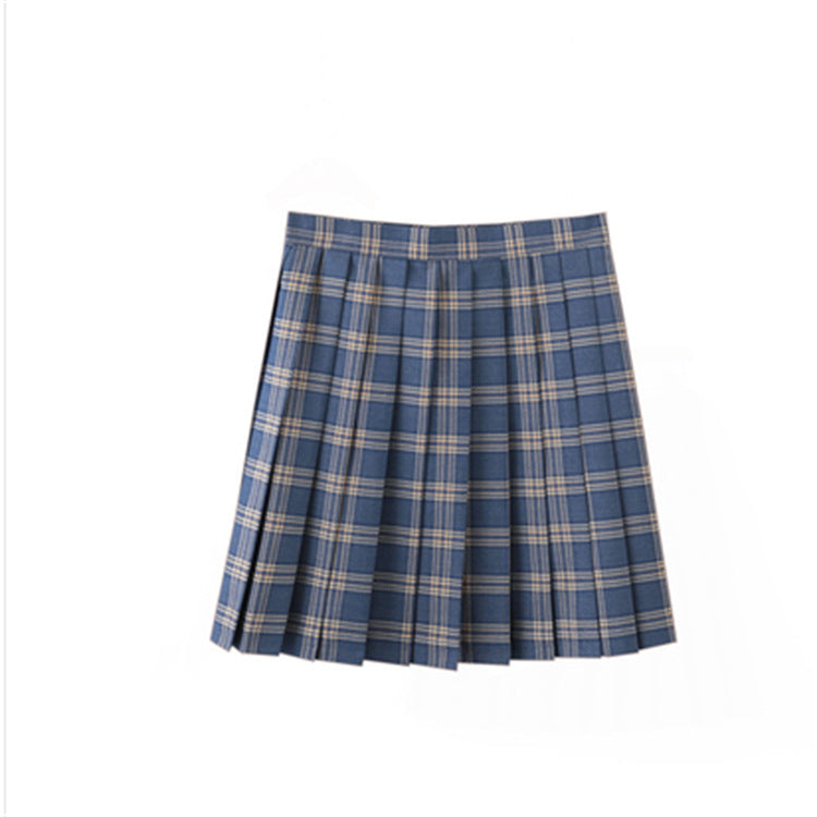 High-Waist Plaid Soft Pleated Skirt