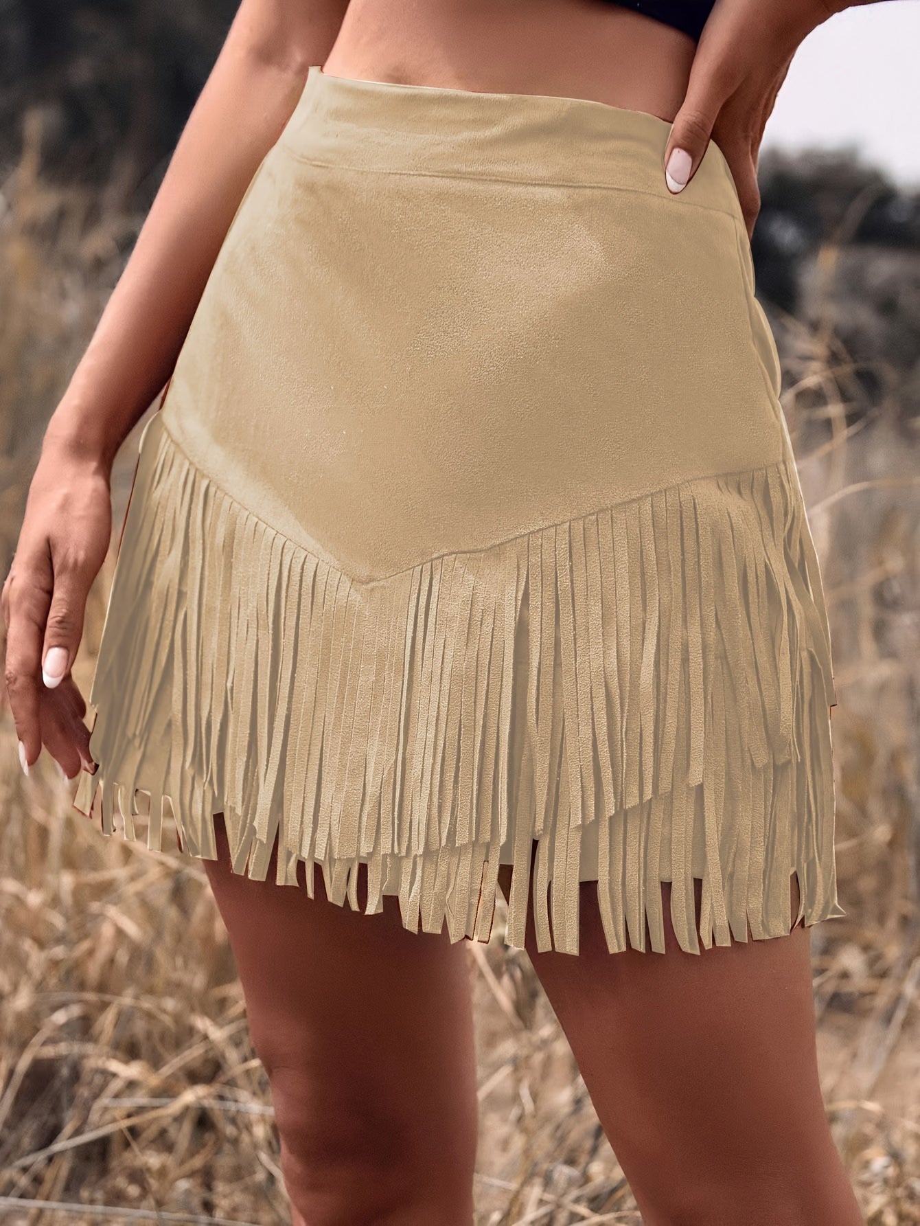 Fringe High-Waist Tassels Bodycon Skirt