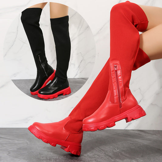 Side-Zipper Knee-High Boots