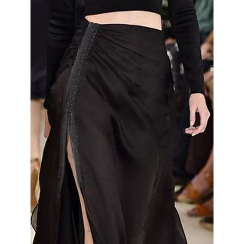 New Summer Design Stylish, Layered Long Skirt With A Slit