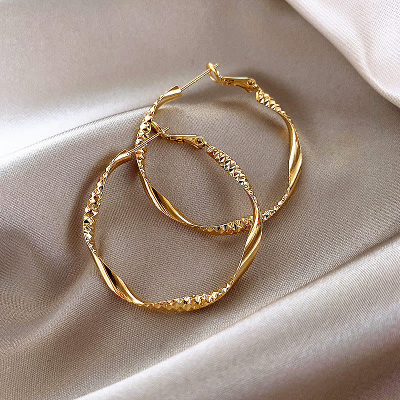 Women's Geometric Hoop Twisted Floral Earrings