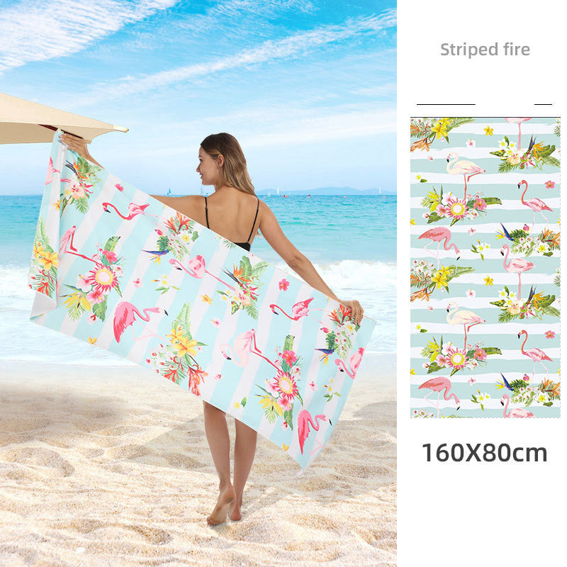 Printed Beach Towel - Microfibre Double-Sided Fleece Beach Towel