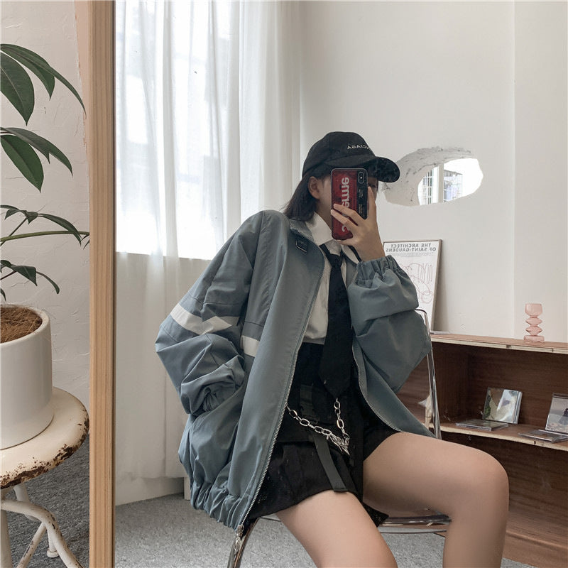 Loose Casual Baseball Jacket For Women