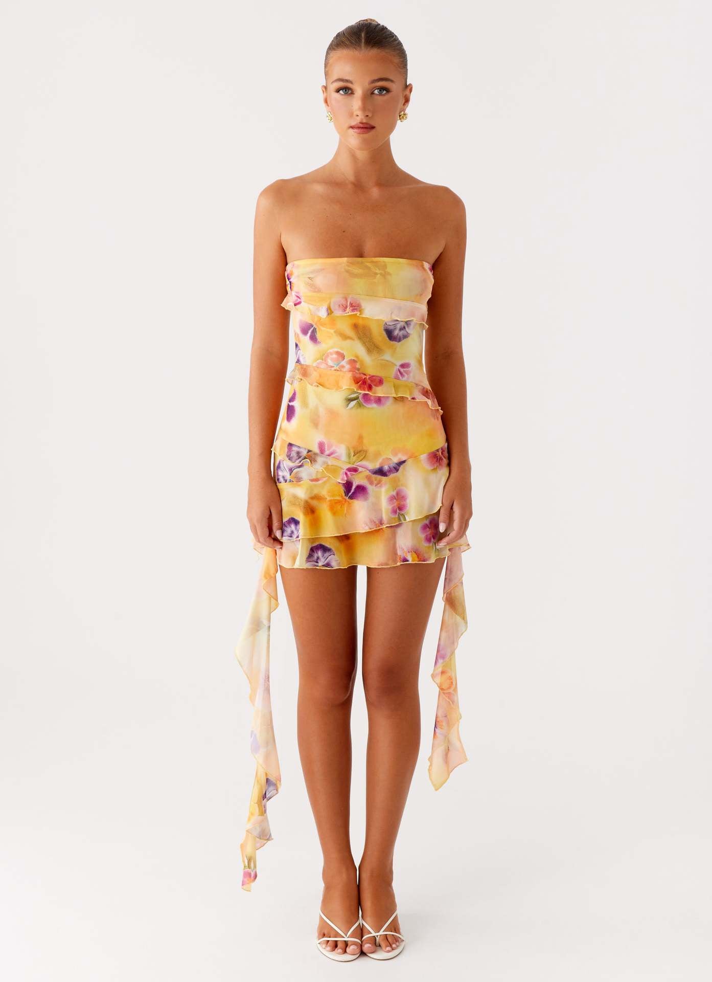 Autumn Street Hipster Printed V-neck Hanging Mid-length Split Dress