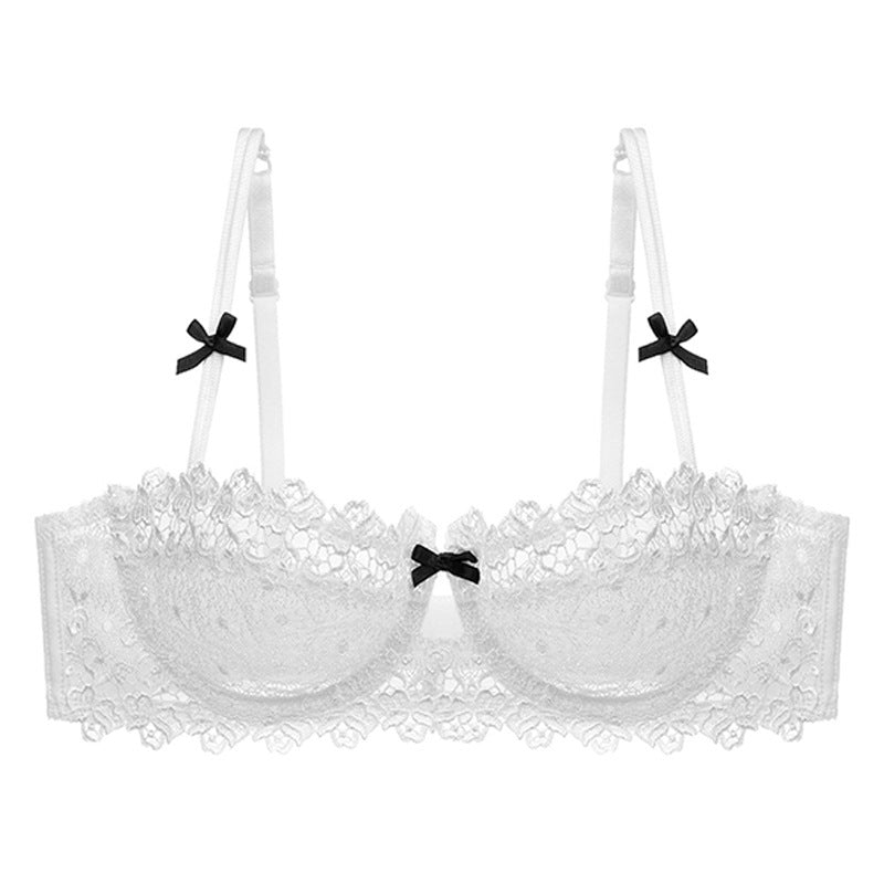 European And American-style Sexy Lingerie Ultra-thin Half-cup, Water-soluble Embroidered Lace Bra