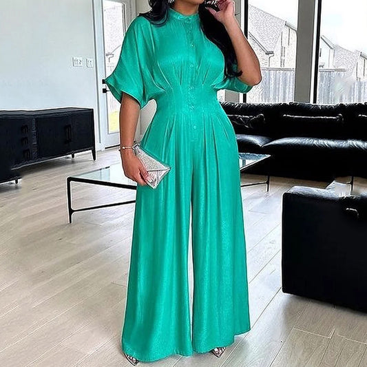 Bat-Sleeve Wide-Leg Jumpsuit