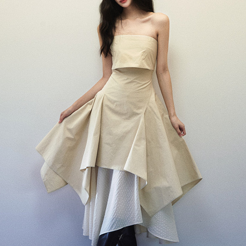 Folding Double-layer Tube Top Dress