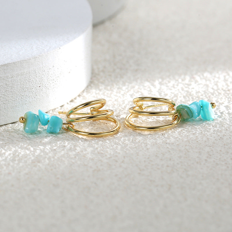 C Shape Hoop Turquoise Earrings For Women