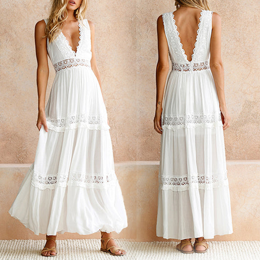 Lace V-Neck Maxi Dress