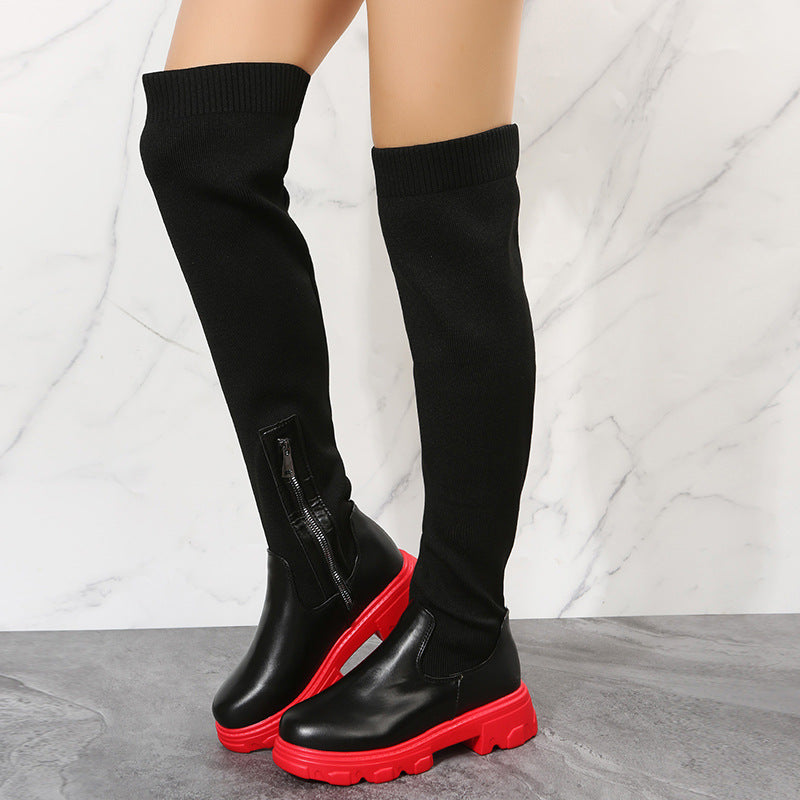 Side-Zipper Knee-High Boots