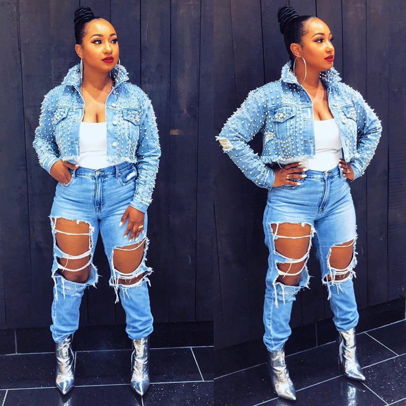 Women's Stylish Short Denim Jacket