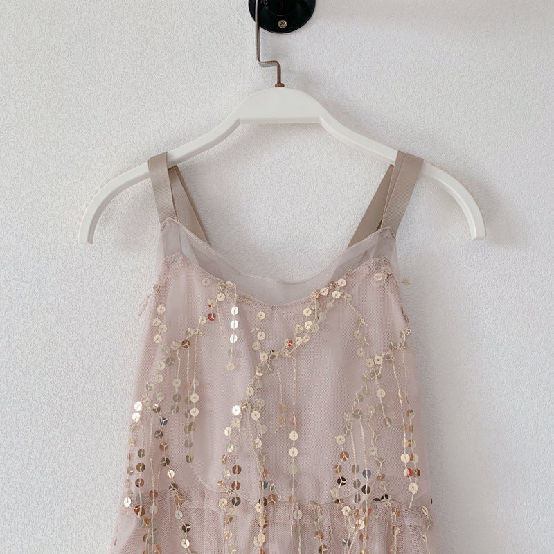 Women's Beach Sequin Suspender Backless Dress