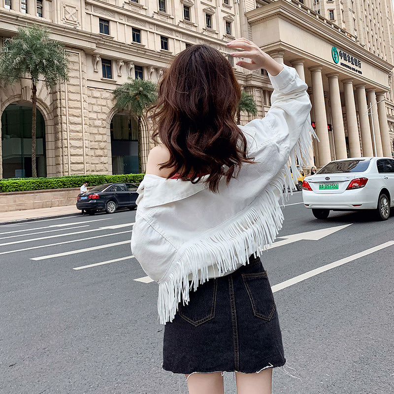 Fringed Denim Jacket For Women