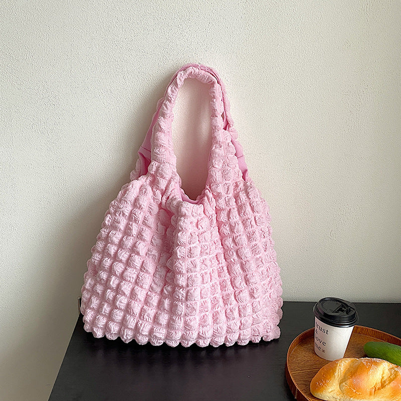 Pleated Puff Large-Capacity Shouder Handbag For Women