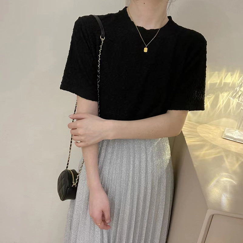 Elastic High-Waist Temperament Slim Long Pleated Skirt