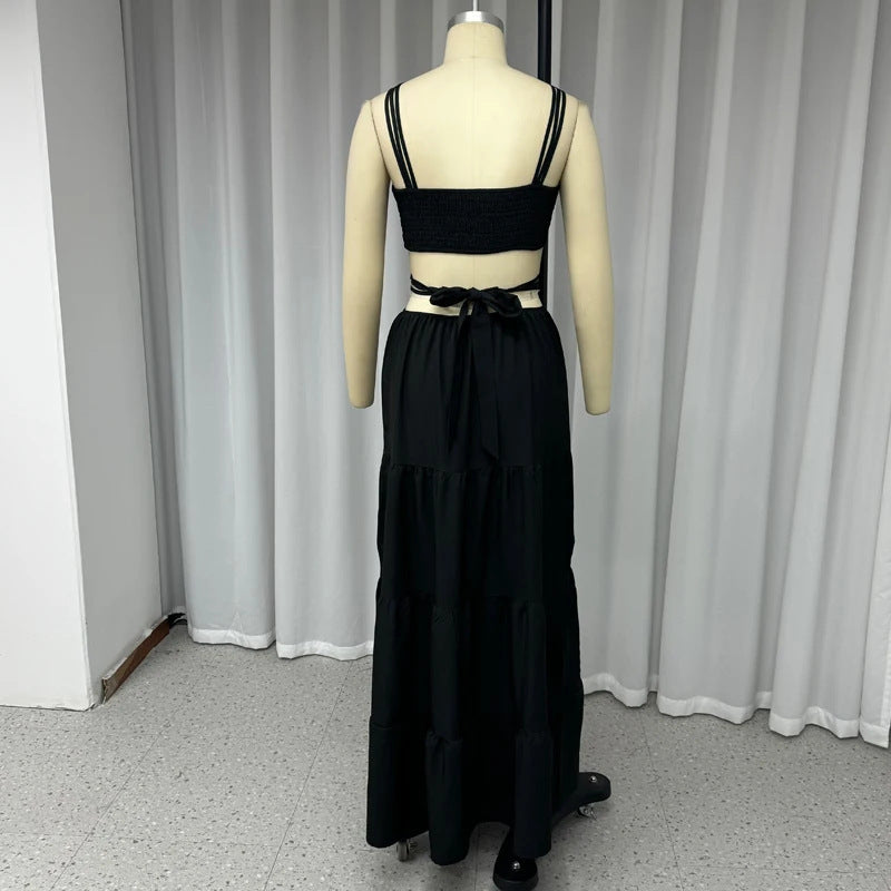 Tube-Top Solid-Colour Long Dress