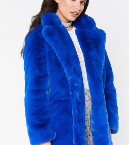 Faux Fur Long-Sleeve Coat For Women