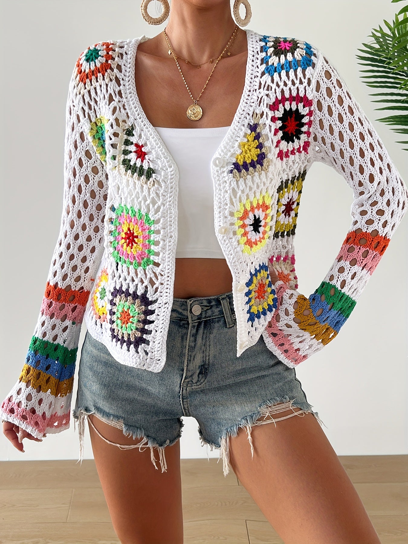 Button Crochet  Knitted Cardigan