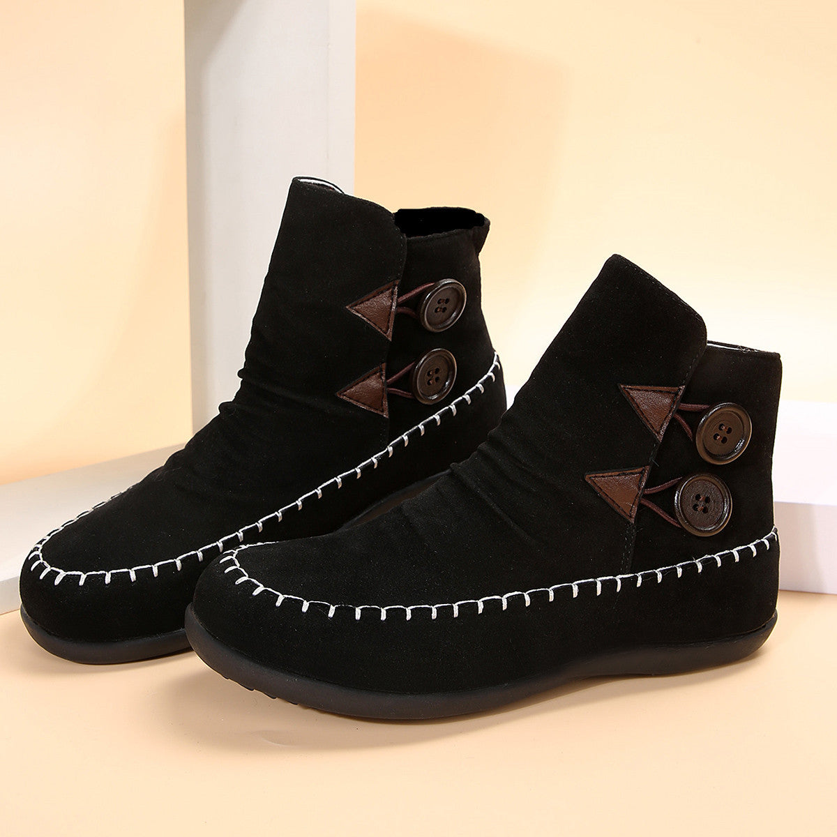 Button-Design Ankle Boots For Women