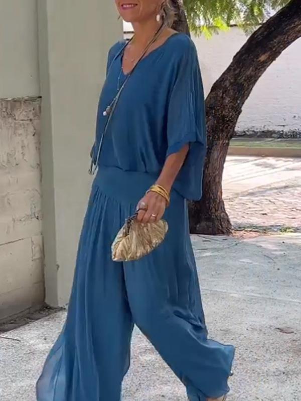 Fashionable Best-Selling Solid-Colored Chiffon Set For Women
