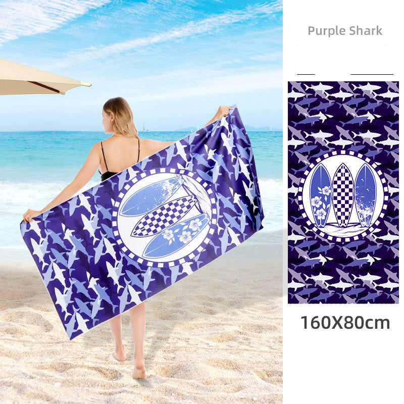 Printed Beach Towel - Microfibre Double-Sided Fleece Beach Towel