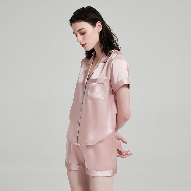 Women's Silk Short Sleeved Shorts Pajama Suit