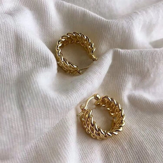 Openwork hoop chain earrings