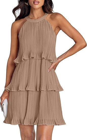 Pullover Tiered Ruffled Hem Sleeveless Dress