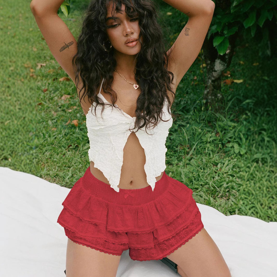 Bow Decorative Lace Bud Skirt