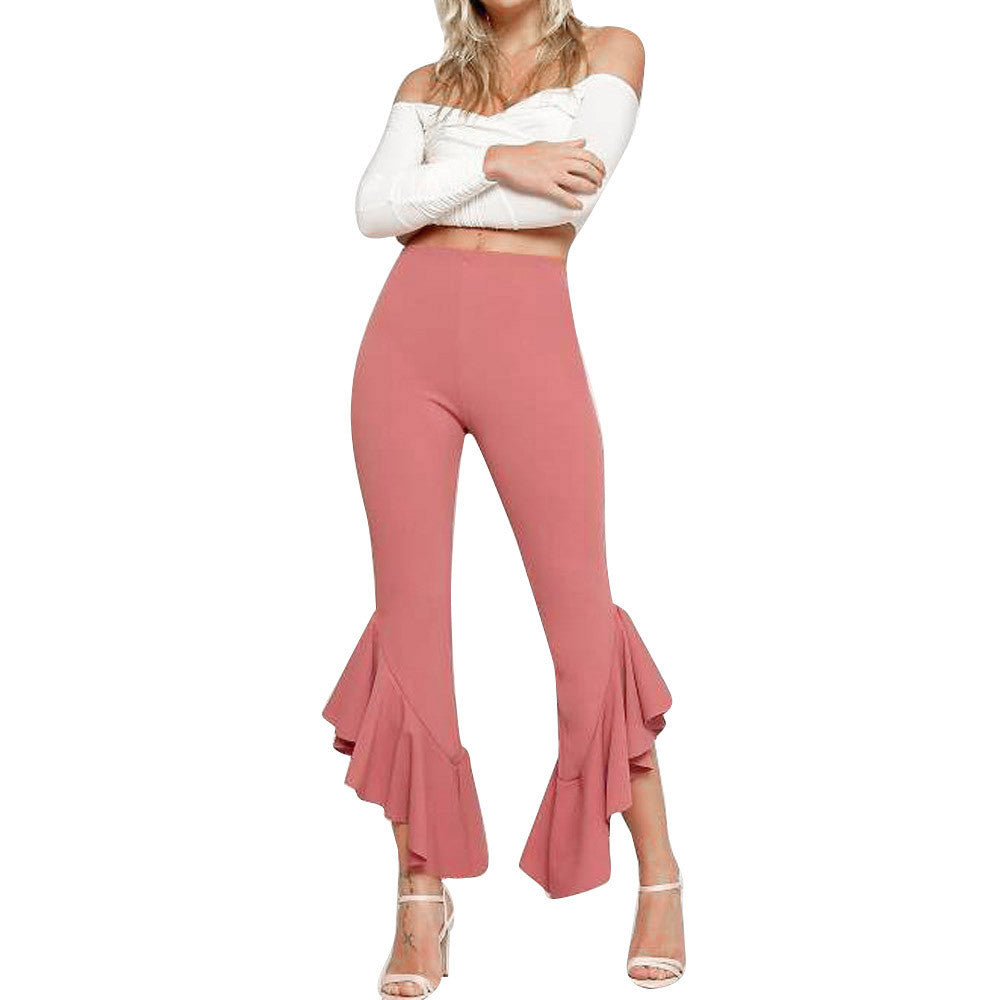 Irregular Casual Trousers With Ruffles