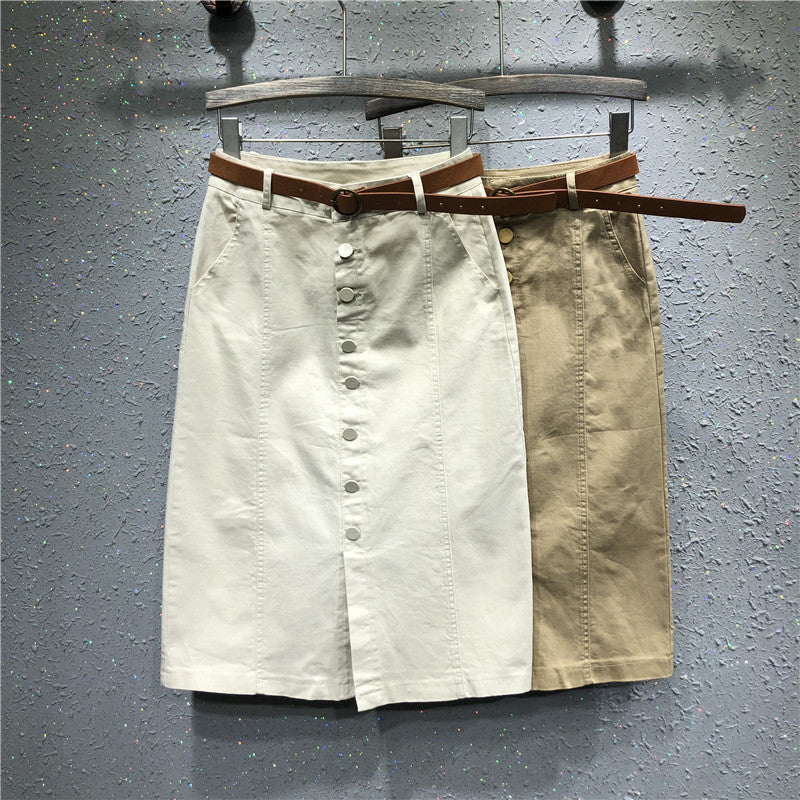 Split high waist bag hip skirt
