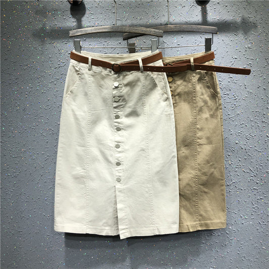 Split high waist bag hip skirt