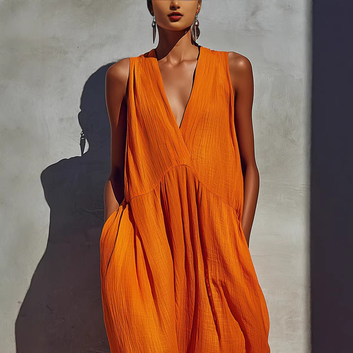 V-Neck Resort-Style Dress