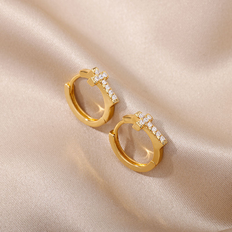 Stainless Steel Hoop Earrings For Women Gold Color