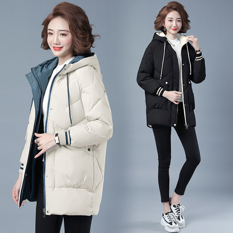 Warm Midi Loose Thickened Cotton Puffer Jacket For Women