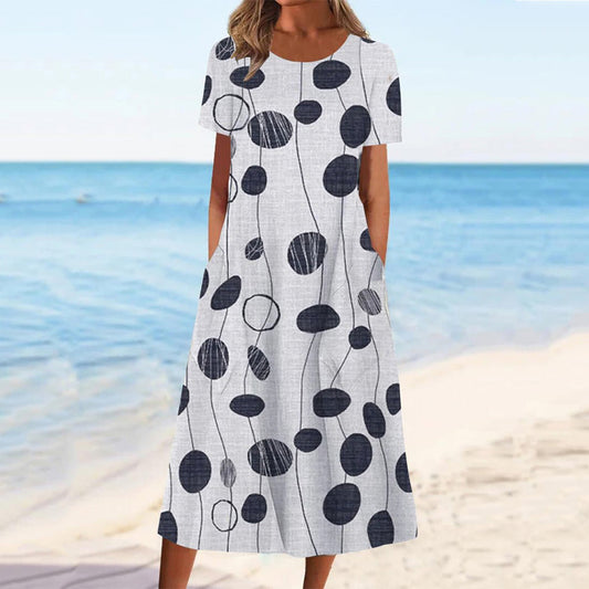Casual Fashionable Printed Short-Sleeve Dress