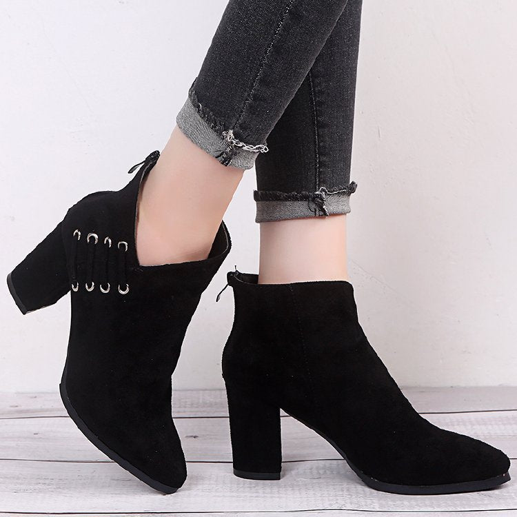 Fashion Pointed-Toe Zipper Martin Ankle Boots For Women