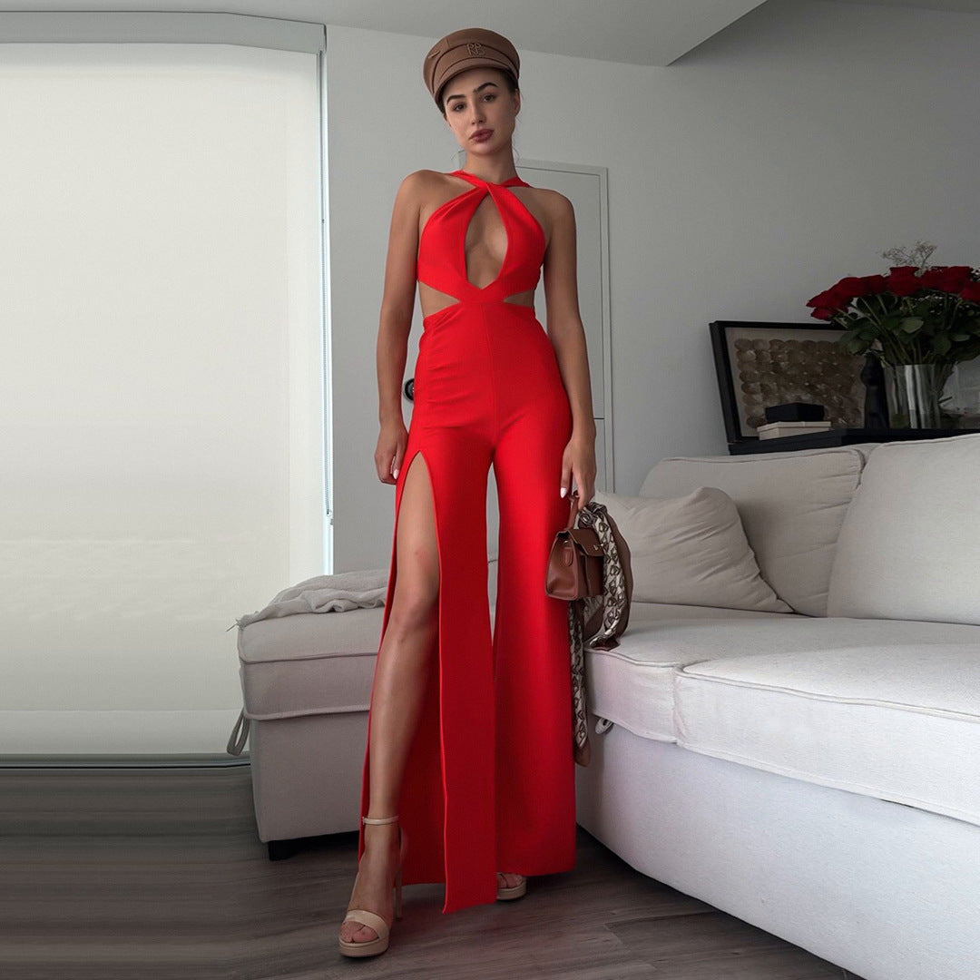 Slit Party Bandage Jumpsuit