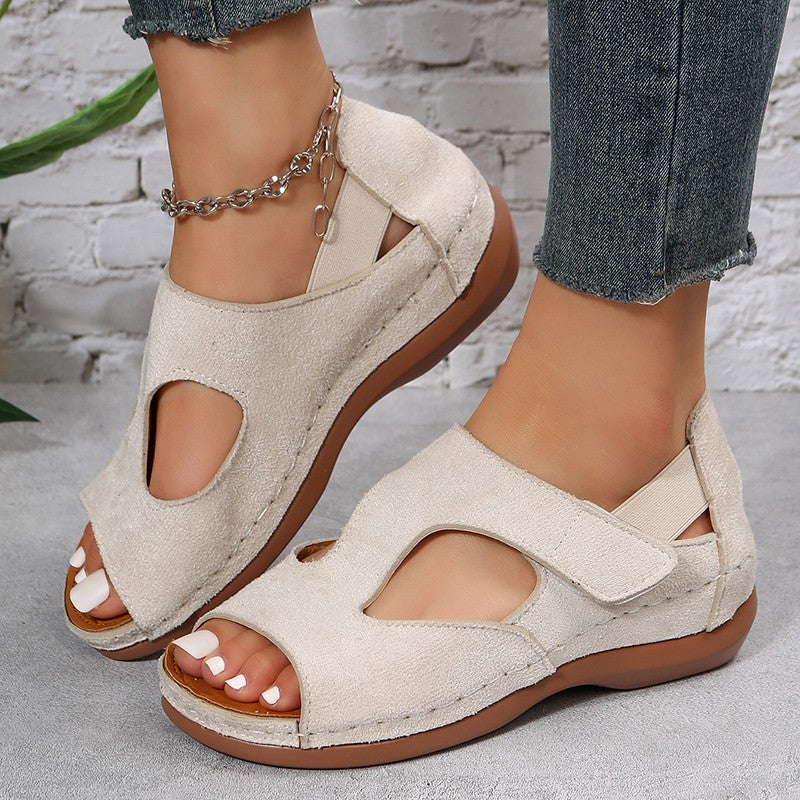 Low-Heel Velcro Sandals For Women