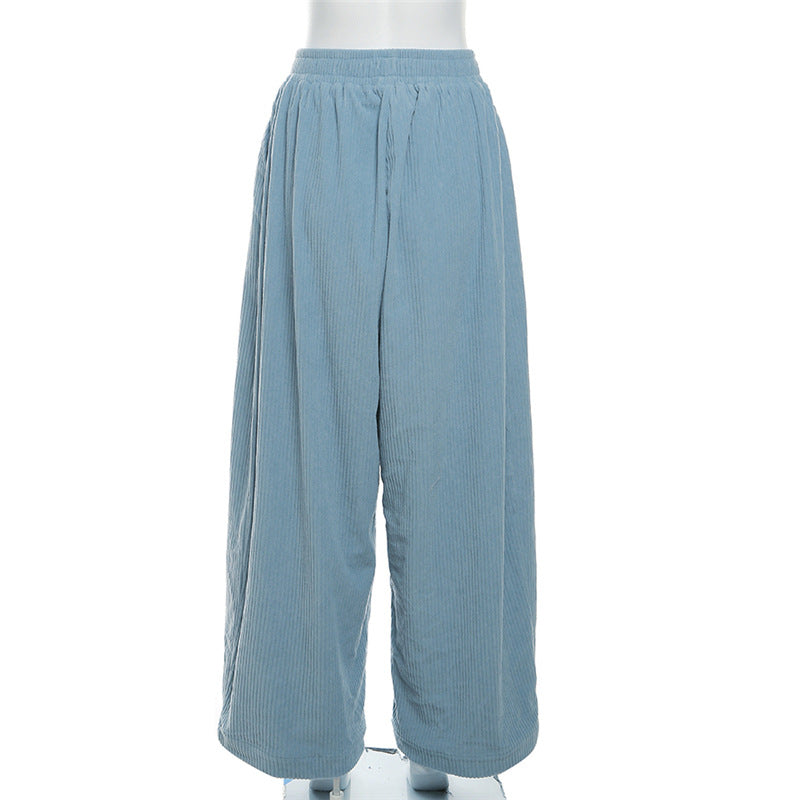 High-Waist Loose Straight Casual Trousers