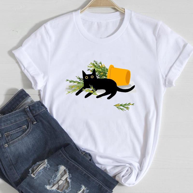 Cat Printed European & American Short-Sleeve T-Shirt