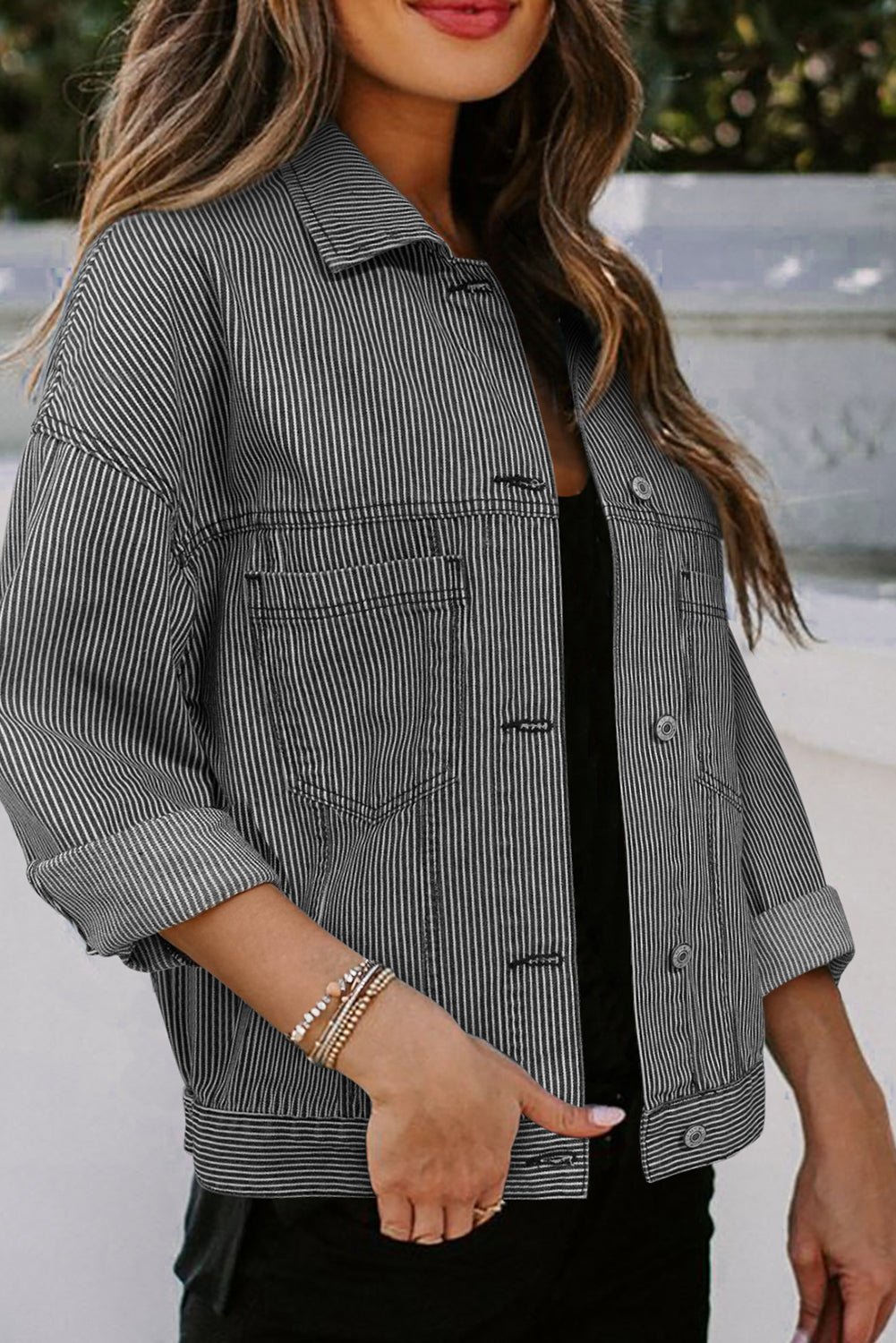 Women's Washed Oversize Pocket Denim Jacket