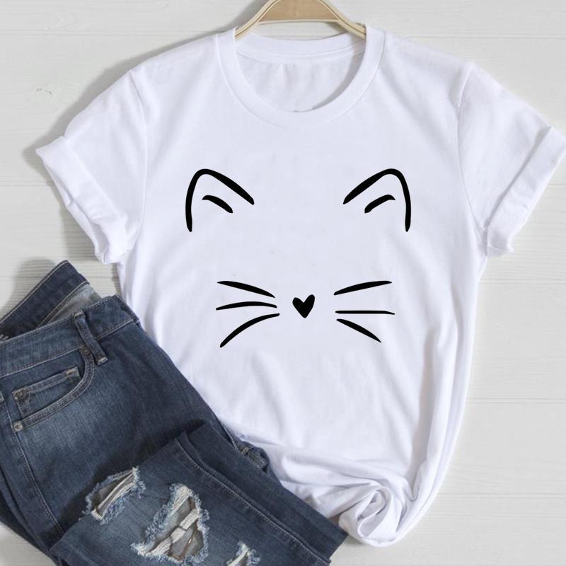 Cat Printed European & American Short-Sleeve T-Shirt