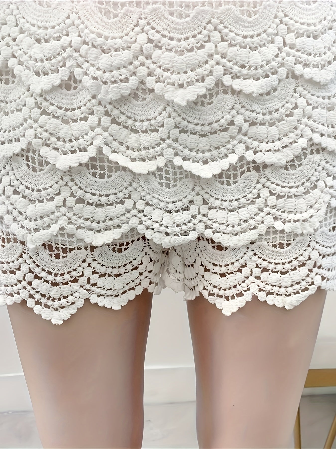 Lace Layered Crochet Embroidered Shorts