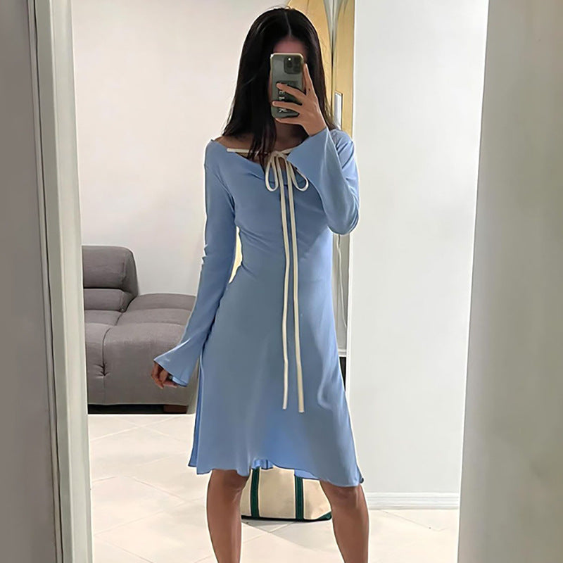 Round-Neck Long-Sleeve Dress