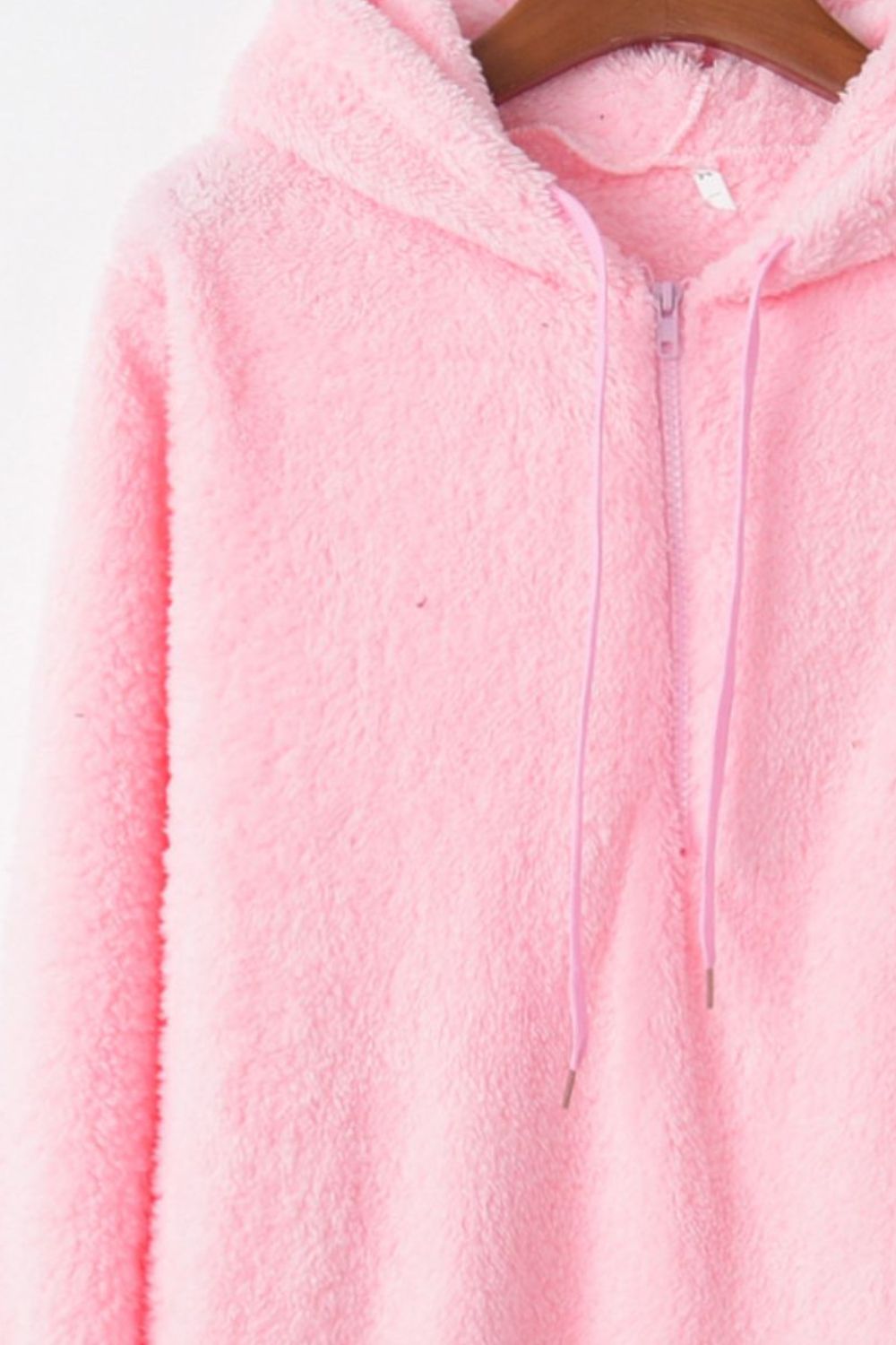 Quarter-Zip Drawstring Teddy Hoodie - US Only