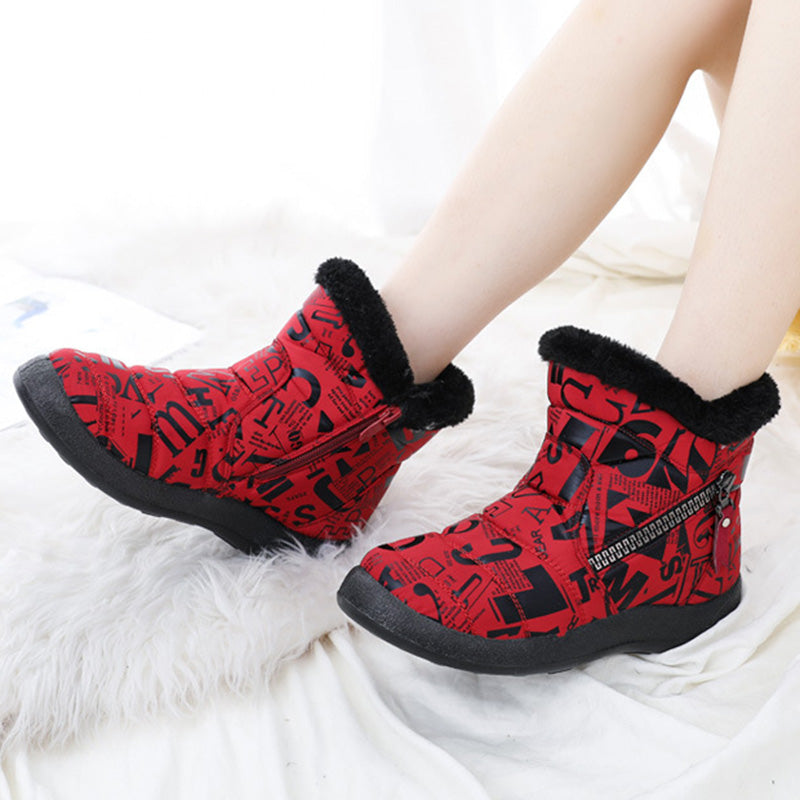 Letter Print Women's Winter Boots