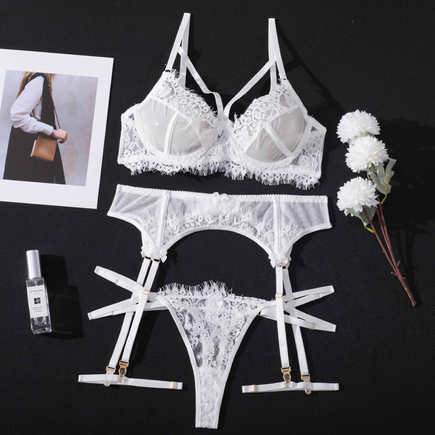 Women's Bra Set Garter Lace