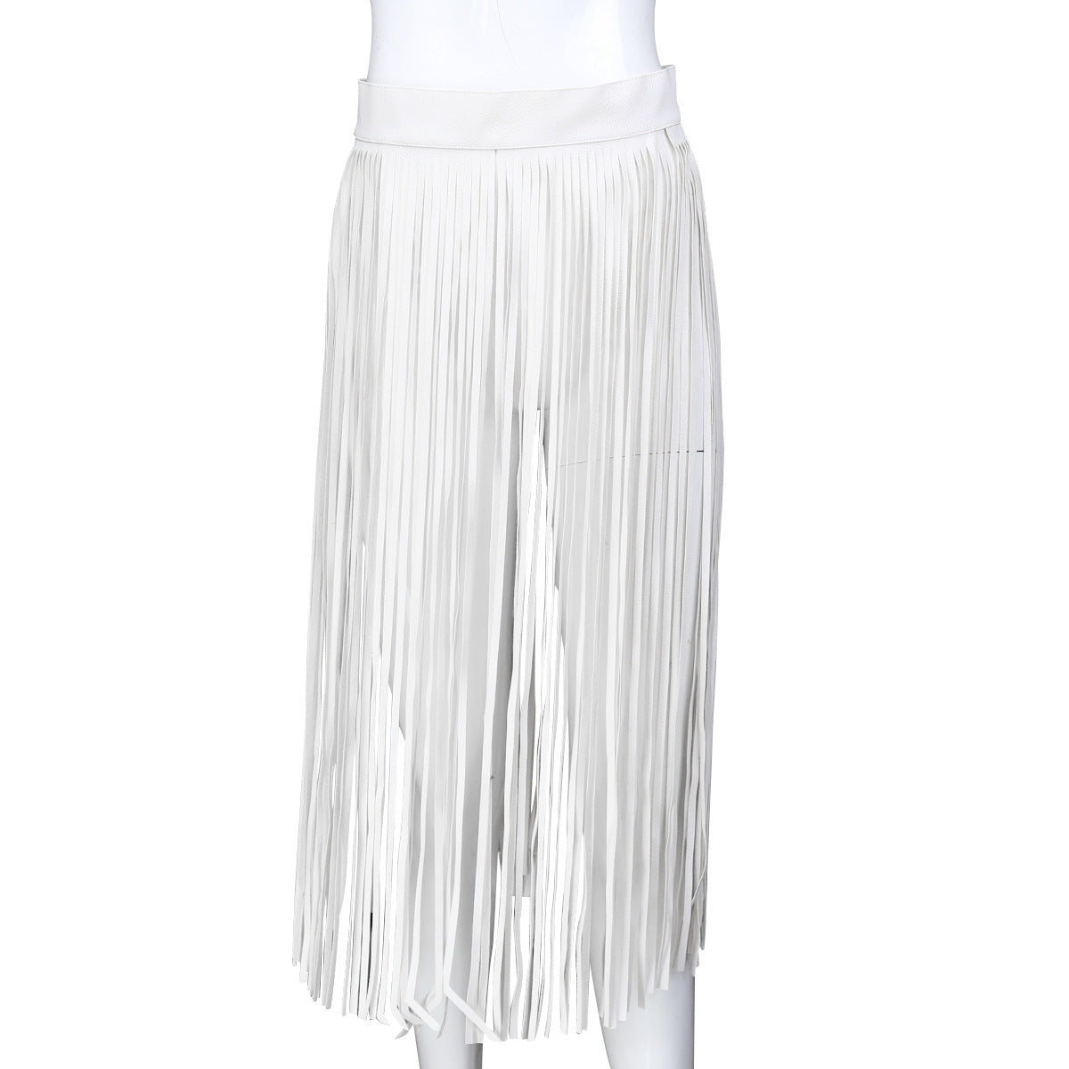 Leather Multiple-Fringe Skirt