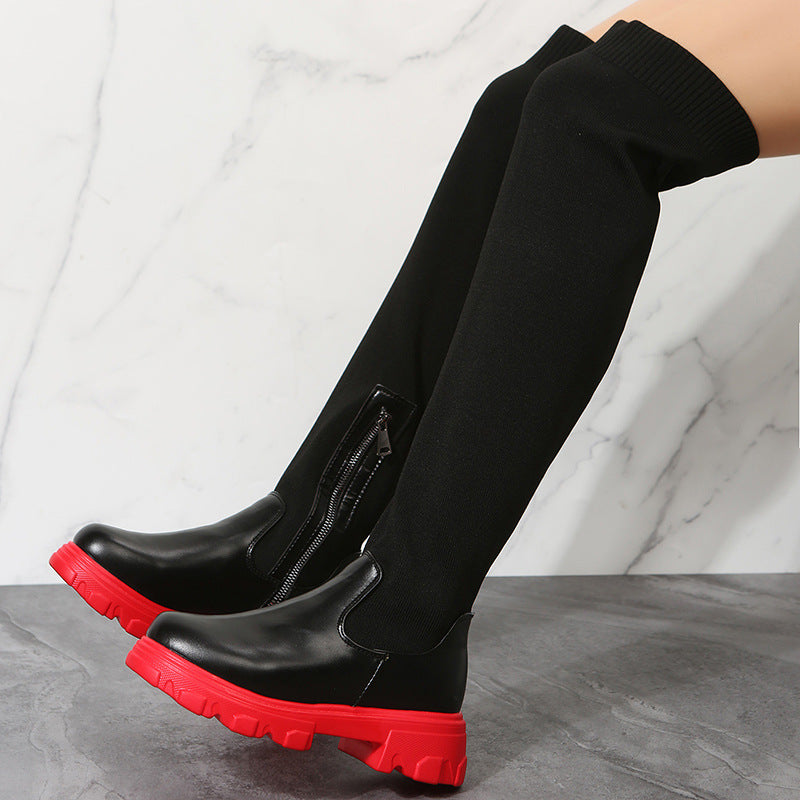 Side-Zipper Knee-High Boots